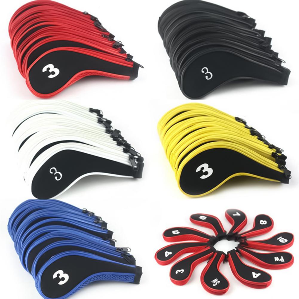 10Pcs/Set Portable Golf Club Putter Head Zipper Long Neck Protective Case Cover