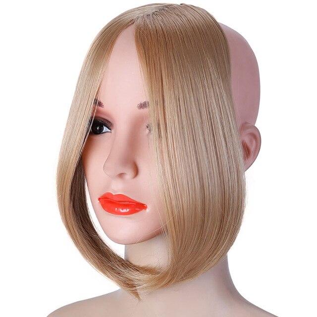 Ailiade langt hår pandehår klip i front side hair extensions naturligt syntetisk hårstykke flerfarvet brun gylden til kvinder dagligt: 103