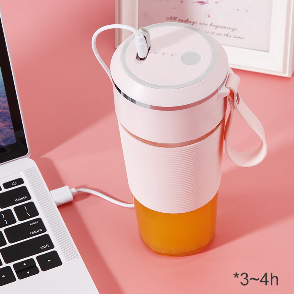 Juice Cup 300mL Mini Personal Portable Cordless Juicer Cup Smoothie Maker with USB Charging for Office Travel