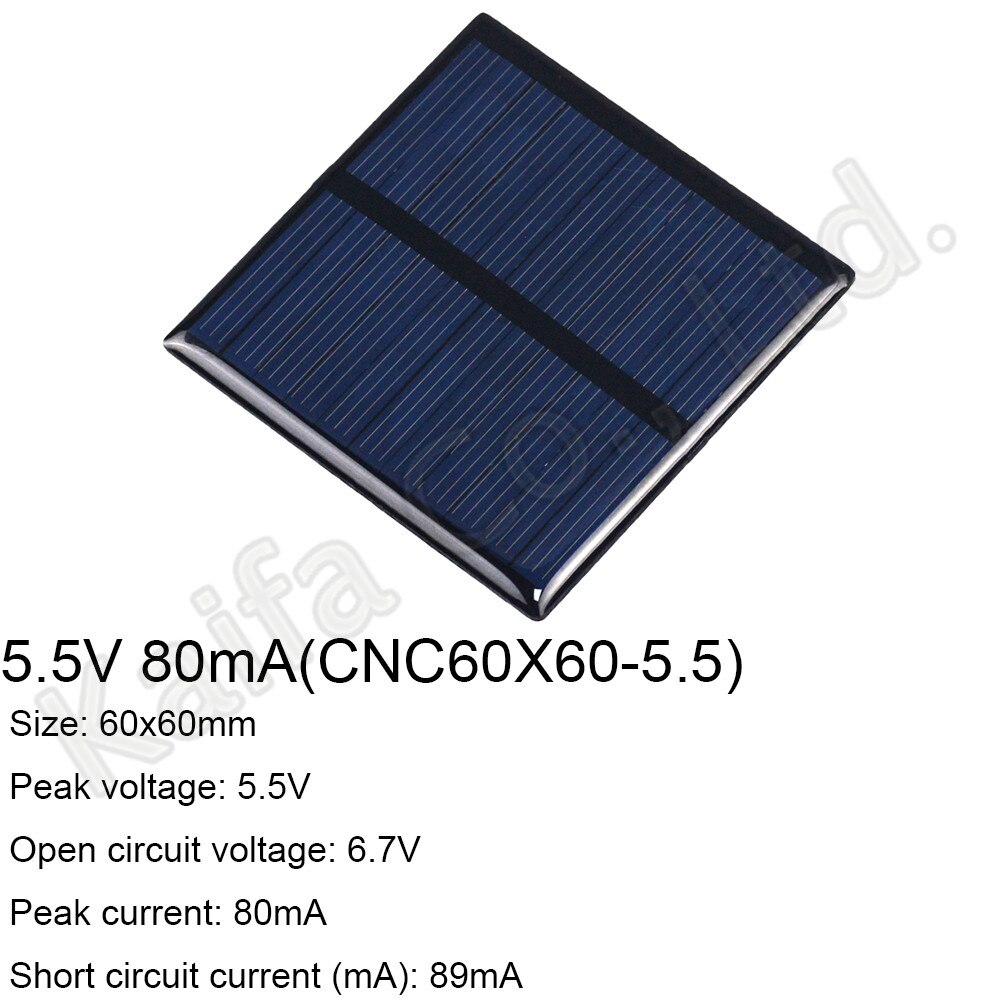 1PCS Solar Panel 5.5V 80mA Mini Solar System DIY For Battery Cell Phone Chargers Portable Solar Cell 60x60mm