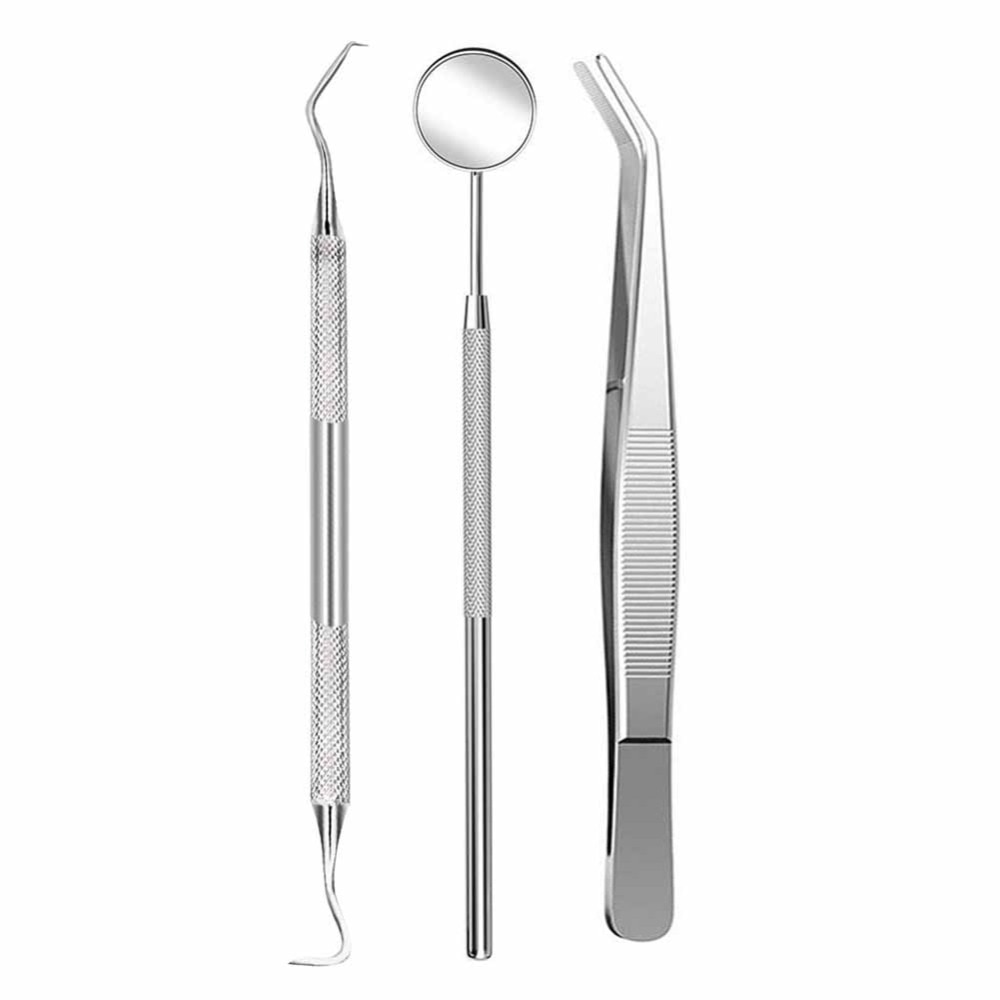 Dental Gereedschap Set Tandarts Hygiëne Instrumenten Kit(3 Stuks) Inclusief Tandheelkundige Spiegel, Tarter Schraper, Tandheelkundige Pincet