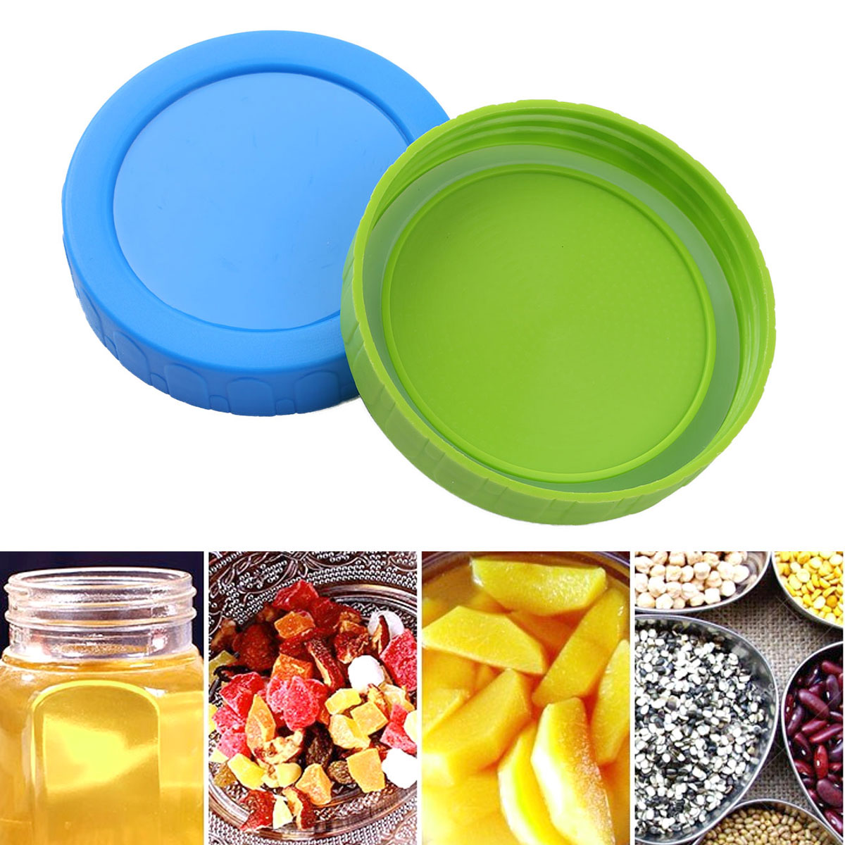 Assortert farge indre diameter plast lekkasjerte erstatningskapsler lokk med silikonforsegling o ringetone til murer krukker drikke krukker