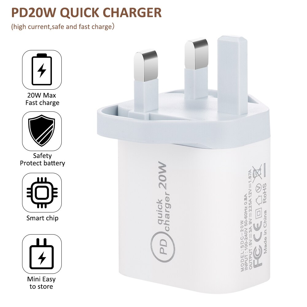 20W Pd QC4.0 QC3.0 Snelle Oplader Voor Apple Iphone 13 12 Pro Max Type C Quick Charge Adapter Uk ons Eu Plug Mobiele Telefoon Oplader
