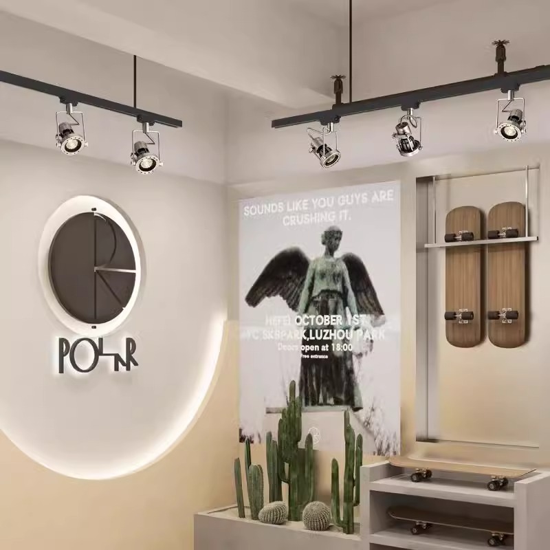 LED-Schienenleuchte Ich bin industriellen Stil, Schienenstrahler, Aluminium, gebürstetes Nickel, Farbe Deckenleuchte, ganzes komplettes einstellen, 3/4 Lichter, Wandwäsche