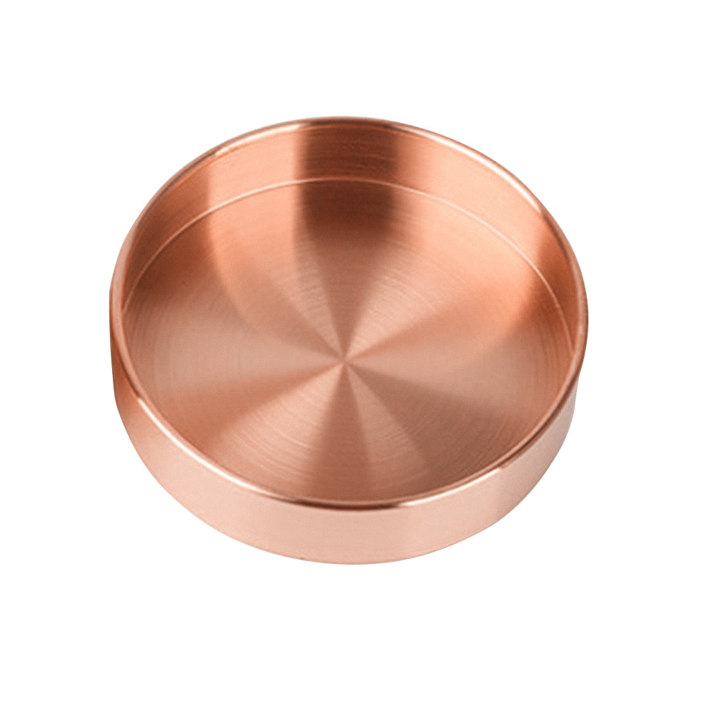 Almacenamiento redondo de cobre, bandeja de escritorio, organizador de almacenamiento de Metal, organizador de joyas de oro rosa, pequeños platos de almacenamiento de objetos, decoración del hogar