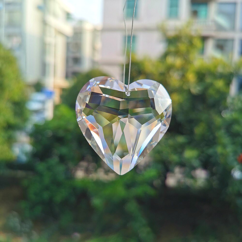 3d hjerteformet krystall anheng glass klar lysekrone krystaller suncatcher krystall prismer hengende diy bryllup hjemmeinnredning 45mm