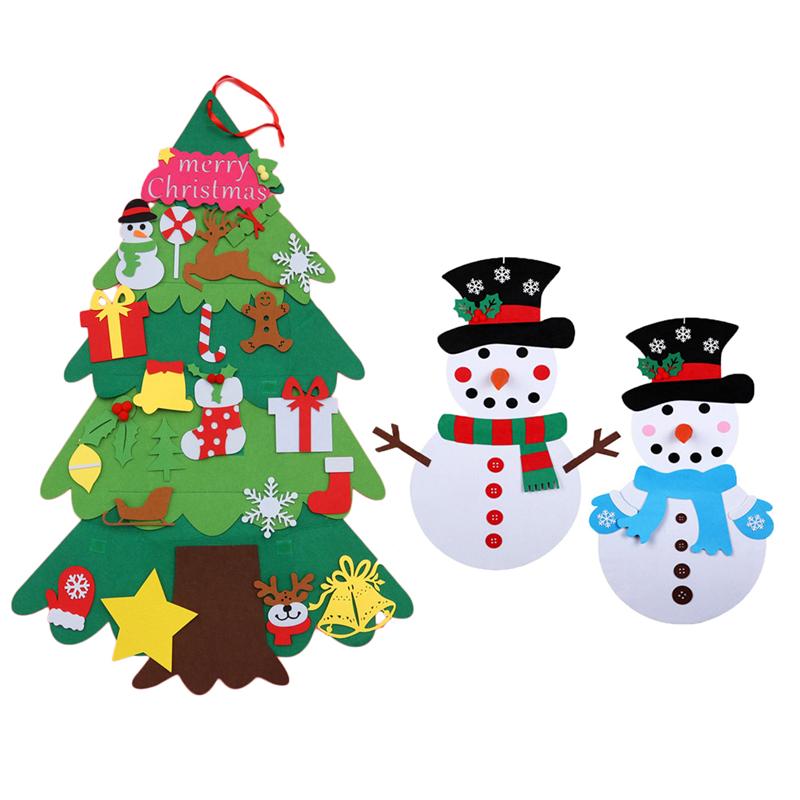 3 sæt diy filt juletræ snemand sæt tilbehør filt juletræ ornamenter børn jul håndlavet håndværk legetøj