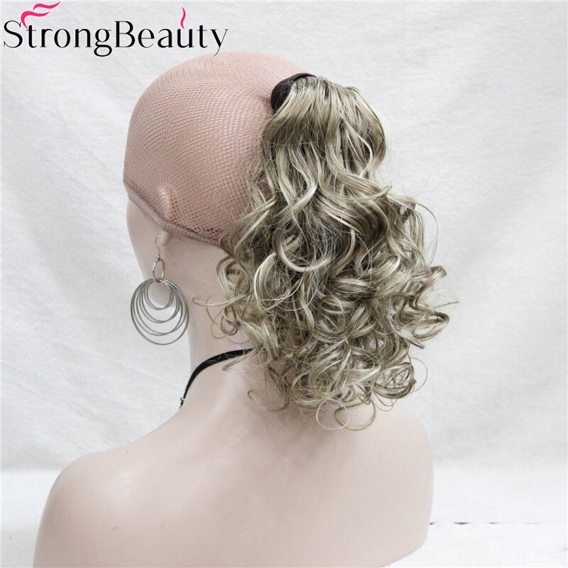 Coleta de pelo rizado, extensión de cabello medio largo sintético de belleza fuerte: H16-613