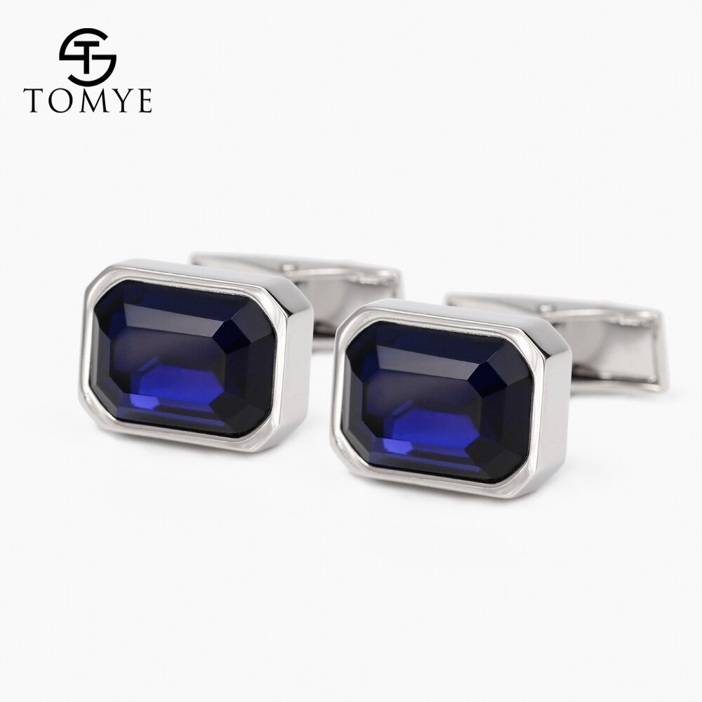 TOMYE Blue Polygon High end business crystal cufflinks studs custom XK19S062: Default Title