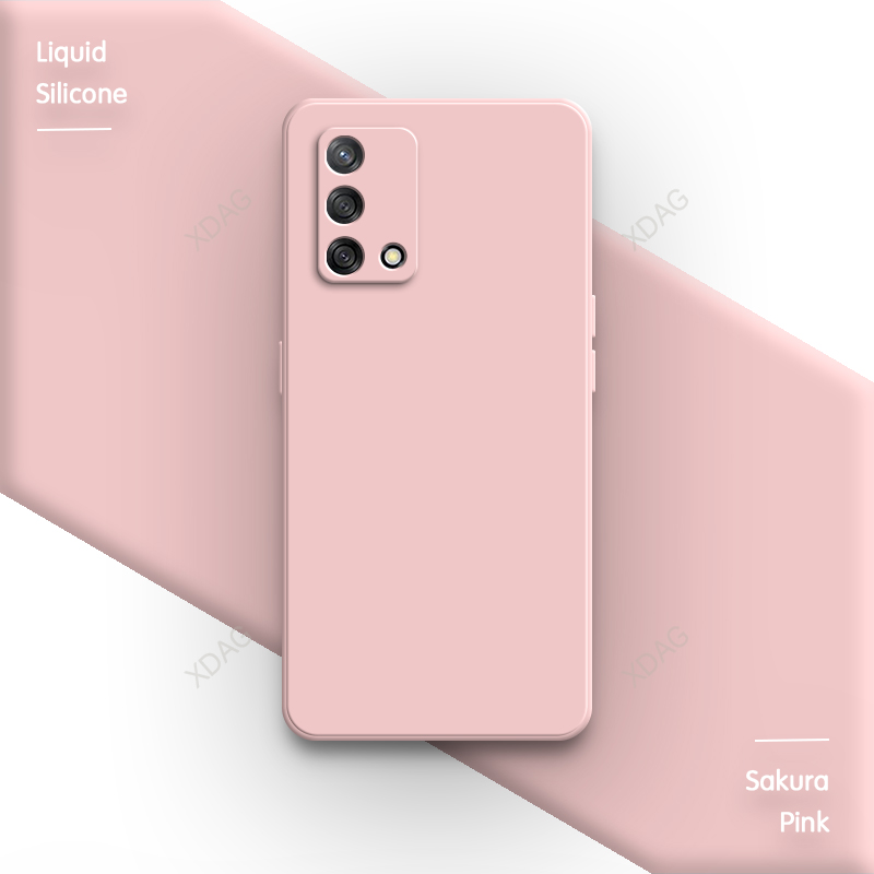 Klassische flüssigsilikon-handyhülle für oppo  f19 (chp 2219, cph 2219) , kameraschutz, rückseite, weiche, quadratische 6.43 einfarbige schutzhülle: Rosa