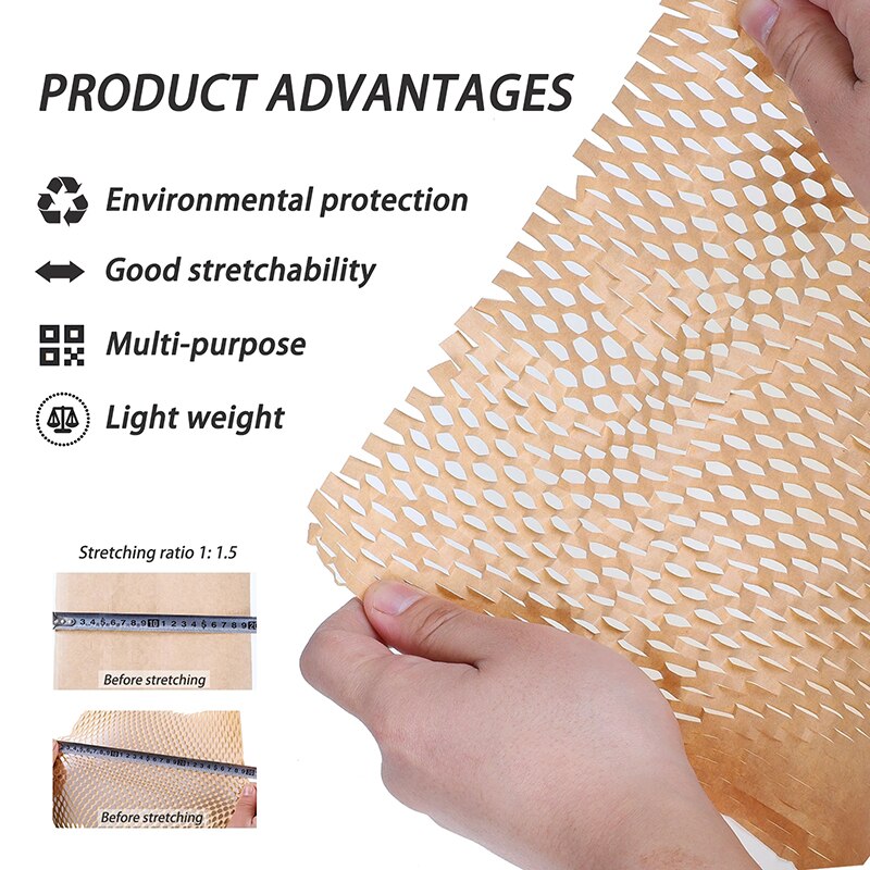 20/50m Vintage Papel Kraft para envolver de nido de abeja envoltura acolchada rollo de embalaje de Material de embalaje papel decorativo