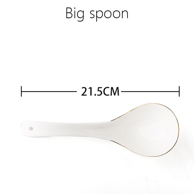 10 & 8 & 4 inch, real bone china dinner plate set, white porcelain plate, dishes for restaurant, white porcelain tray: Big spoon