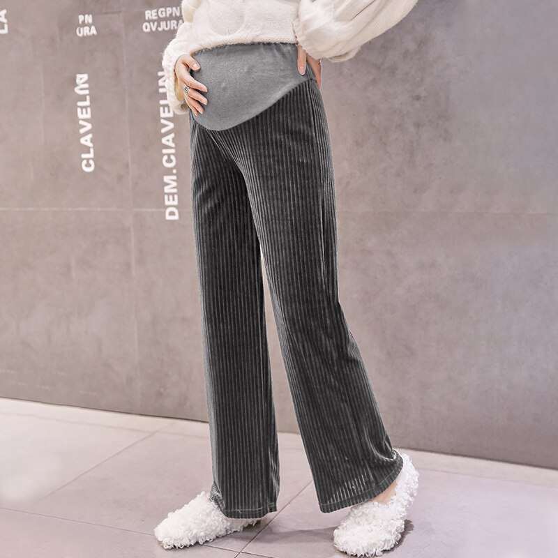 727# Autumn Corduroy Maternity Full Long Pants High Waist Belly Straight Pants Clothes for Pregnant Women Pregnancy Trousers