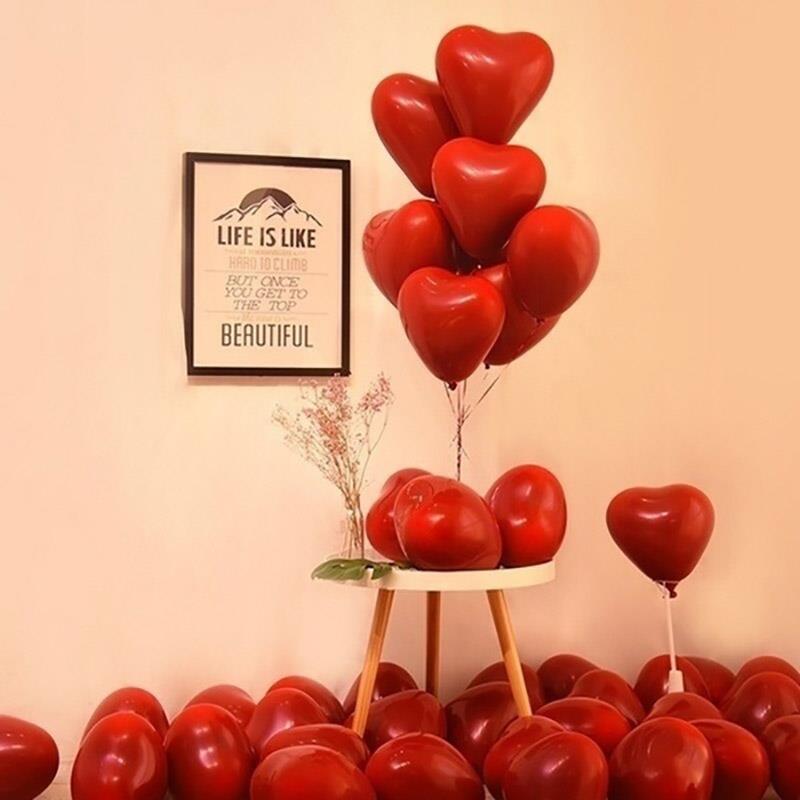 10/20pcs Ruby Red Latex Balloons Love Heart Inflatable Air Helium Balloon Valentine's Day Marriage Wedding Party Decoration40