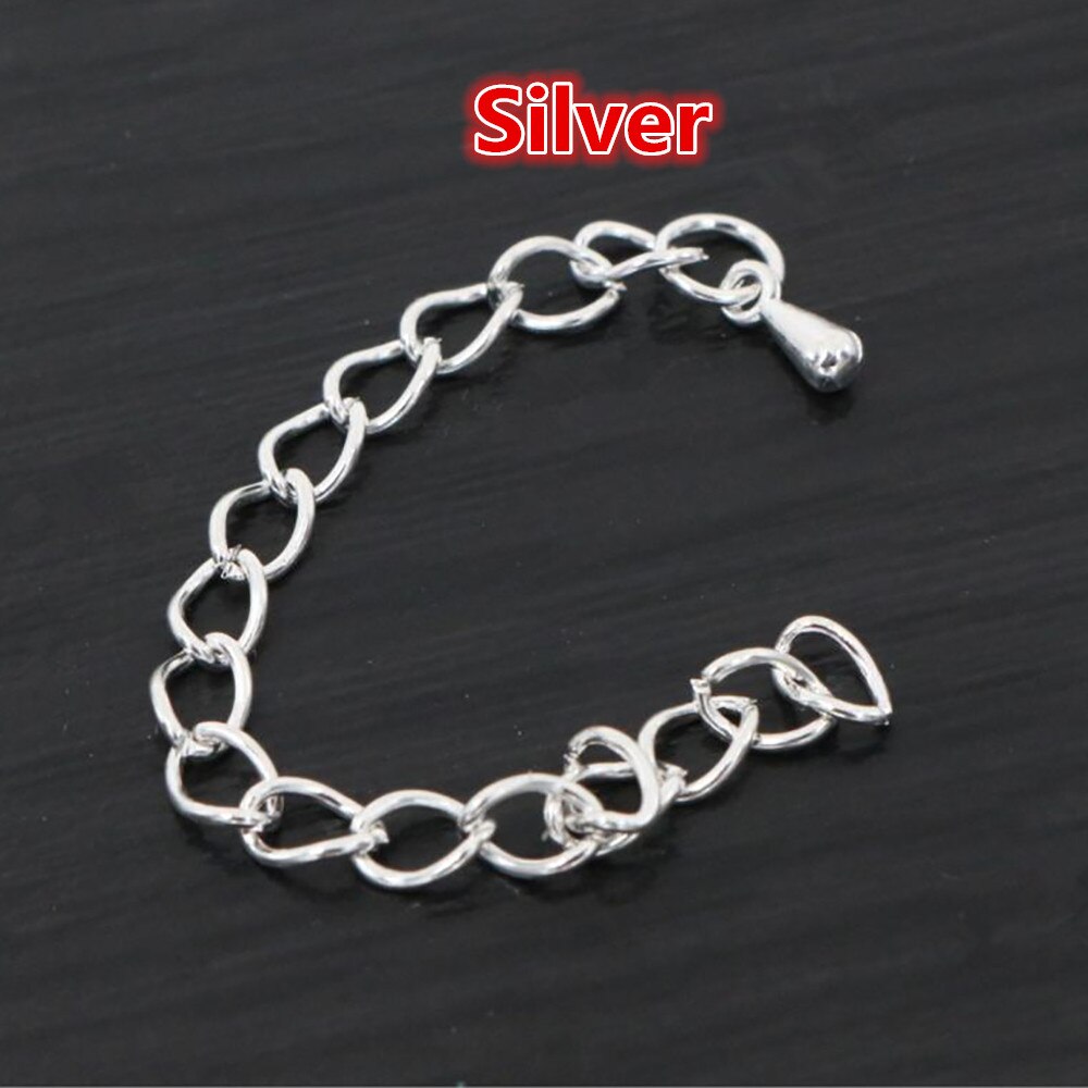 20 teile/los 50mm und 70mm 5*4mm Erweiterte Erweiterung Schwanz Kette Halskette Schwanz Kette Verbindungsstück-entdeckungen für Armband Basis Tablett: Bright Silver / 70mm Length