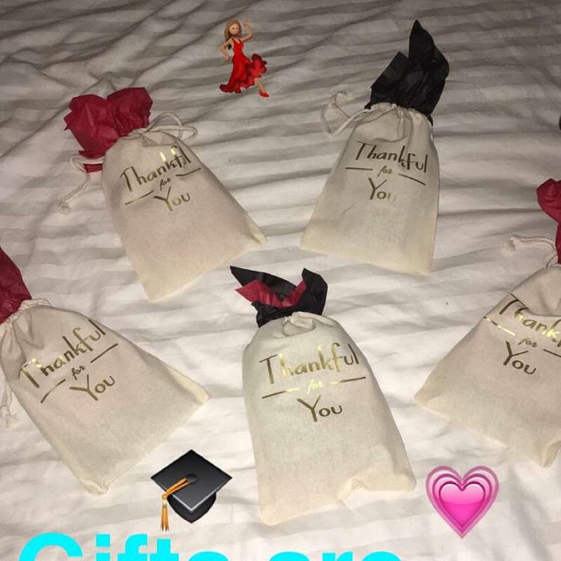 birthday party table decoration bag personalize welcome bags thank you bag cotton Drawstring bag hangovers Recovery Kit bag