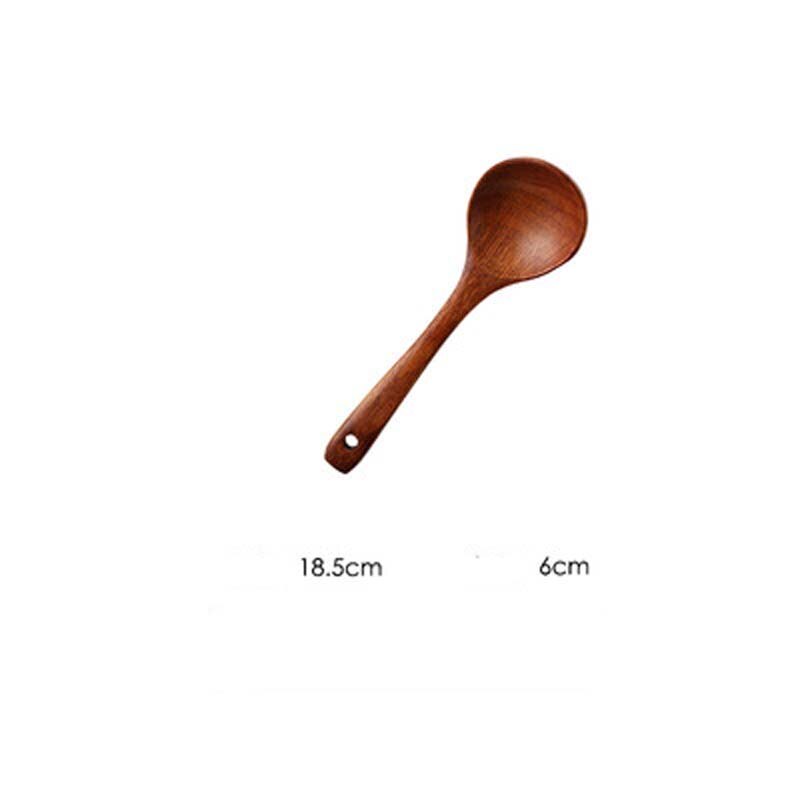 FANCITY Soup spoon household large spoon long handle spoon wooden soup porridge spoon wooden spoon large wooden trumpet: 2