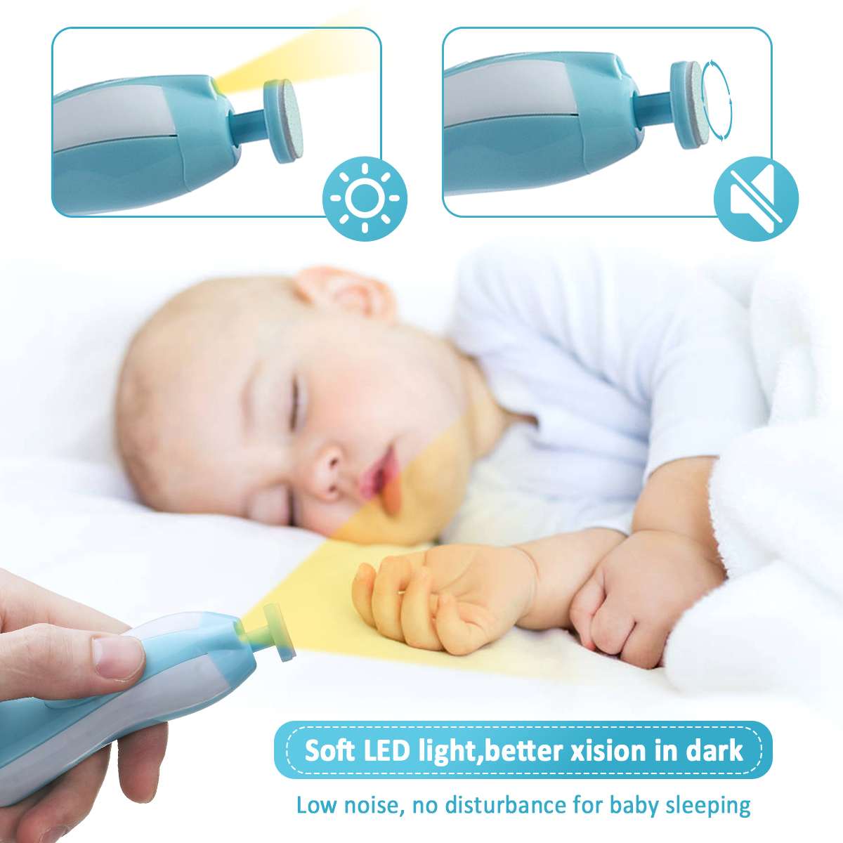 6 pièces électrique bébé lime à ongles coupe-ongles orteils coupe-ongles tondeuse manucure léger et Compact enfants ongles outil bébé soins