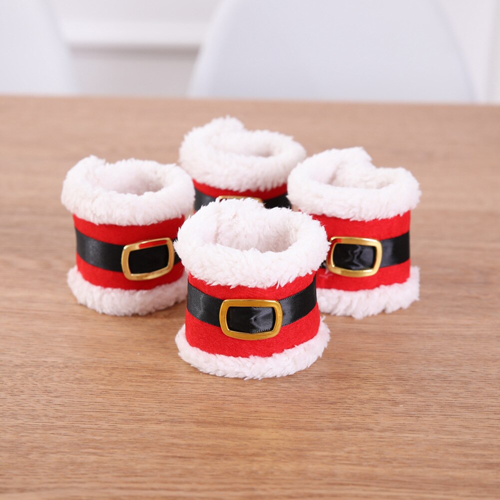 4Pcs Napkin Ring Holders Banquet Dinner Table Christmas Ornament Santa Claus Party Decor Rond de serviette BDF99
