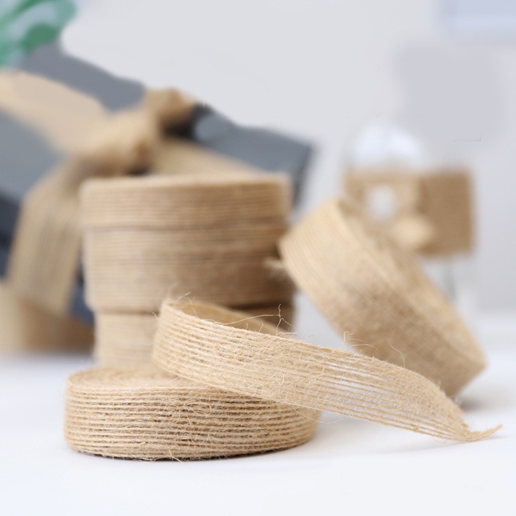 5 meter 6mm-38mm naturlig vintage jute säckväv band gör-det-själv bröllopsbälte rem florism födelsedagsfest juldekoration hantverk