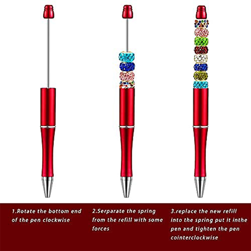 30Stck Neueste Farbe Kreative Kunststoff Perlen Stift Kugelschreiber Druckbare Perlen Stift DIY für Schüler Büro Liefert