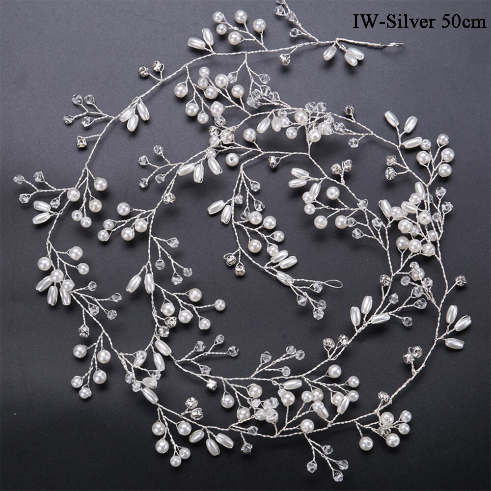 Traugel luxe gouden kristallen bruidskroon tiara's koningin voor vrouwen bruidskroon hoofddeksel bruidshaar sieraden accessoires: Iw - zilver 50cm