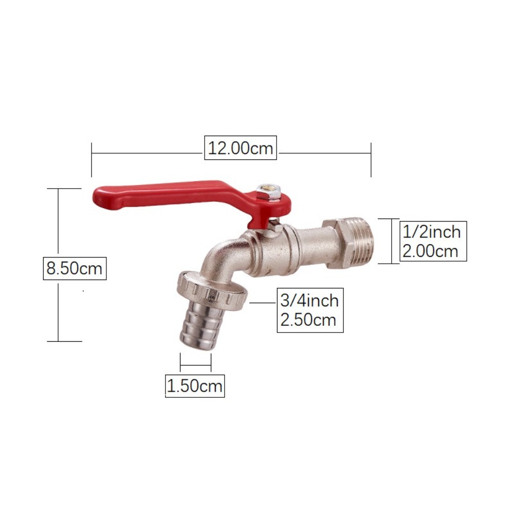 1/2x 3/4 Hendel Waterkraan Met Rood Handvat Slangprop Watertank Connector Zinklegering Pak Voor Wasmachine