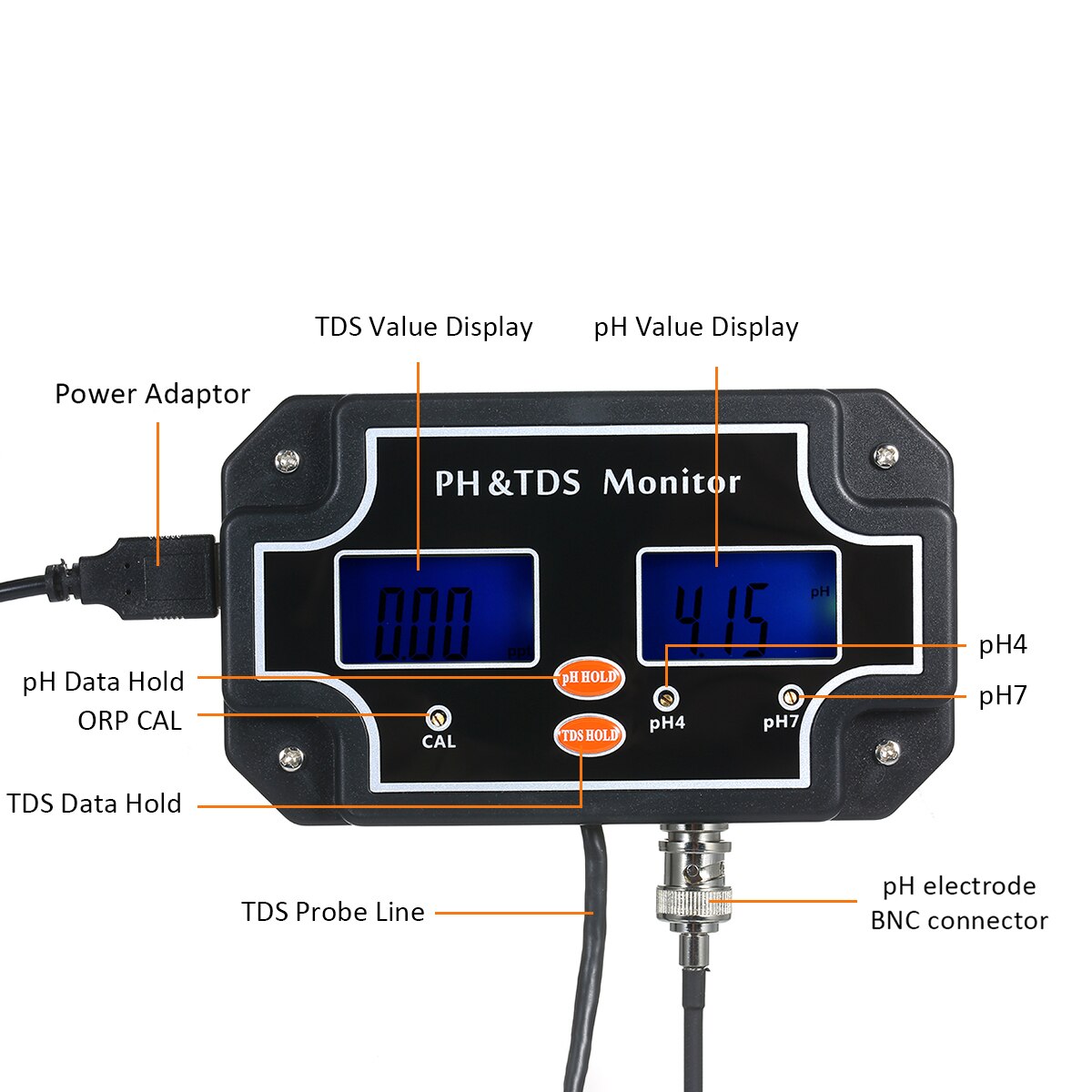 2 in 1 Digital Water Tester PH TDS Meter Waterproof Double Display Tester PH/EC-2681/PH/TDS-2683