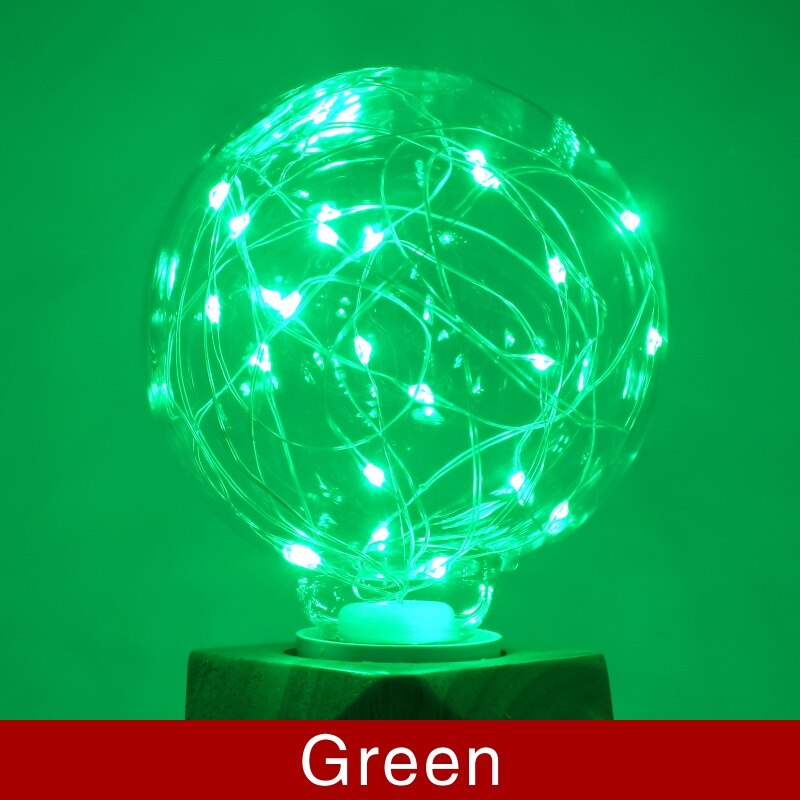 E27 220V LED Copper Wire Bulb LED Plastic Copper Wire Bulb RGB Fairy Lights Wedding Party Home Decoration Night Light: green
