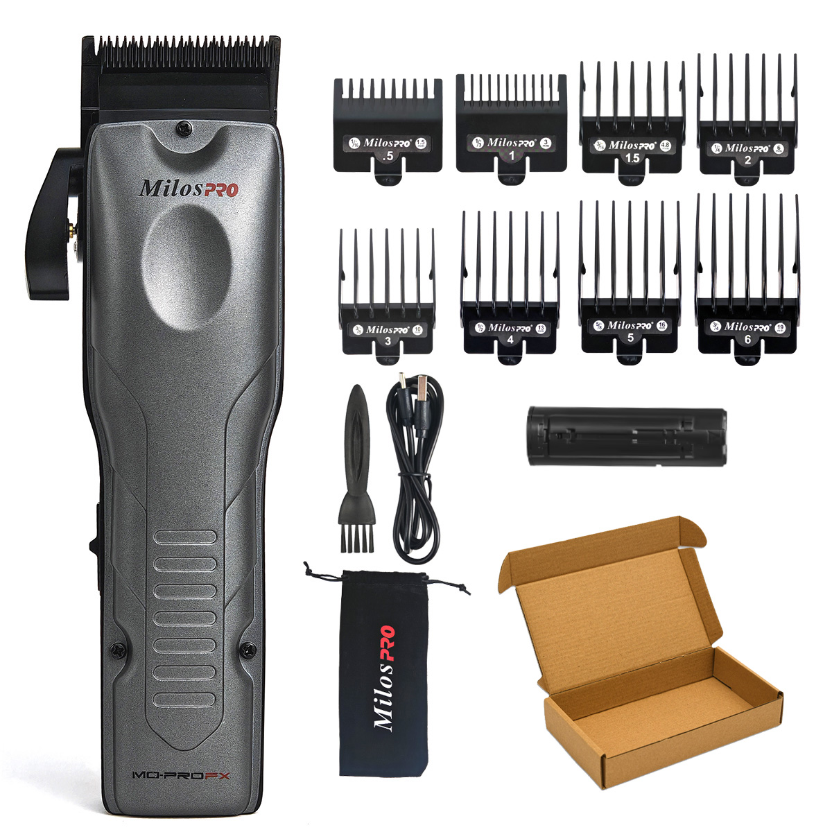 Milos PRO Electric Hair Clipper Brushless Motor 6800RPM Two Batteries Are Detachable 5 Adjustable Length DLC Blade: green