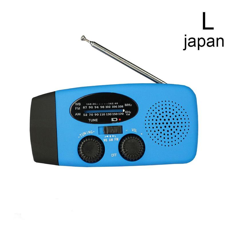 Outdoor Hand Radio Solar Crank Dynamo Self Powered AM/FM/NOAA Weather Radio Emergency Radio With LED Flashlight: Blue Japan