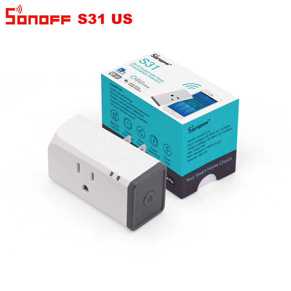 Itead Sonoff S31 US 16A Smart WiFi Socket Monitor Energy Usage Remote Outlet Wi-fi Switch Works With Alexa Google Home Assistant