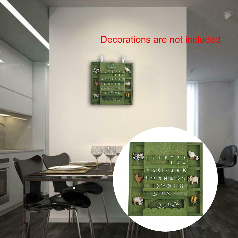 Evig væg kunst hængende træ kalender håndværk dekorativ genanvendelig permanent blok hjemmekontor dyr praktisk vintage manual