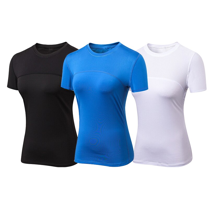 Frauen Lauf T-Hemden, schnell trocken Kompression Sport T-Hemden, Fitness Fitnessstudio Lauf Hemden Abschläge, Sport Tragen für Frau Fitnessstudio