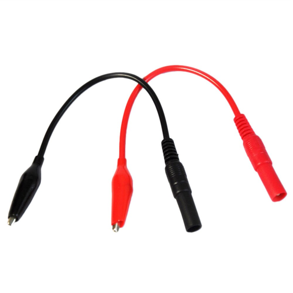 2 stk multimeter testledning & krokodilleklips med krokodilleklemme til målerprøvesonde rød + svart