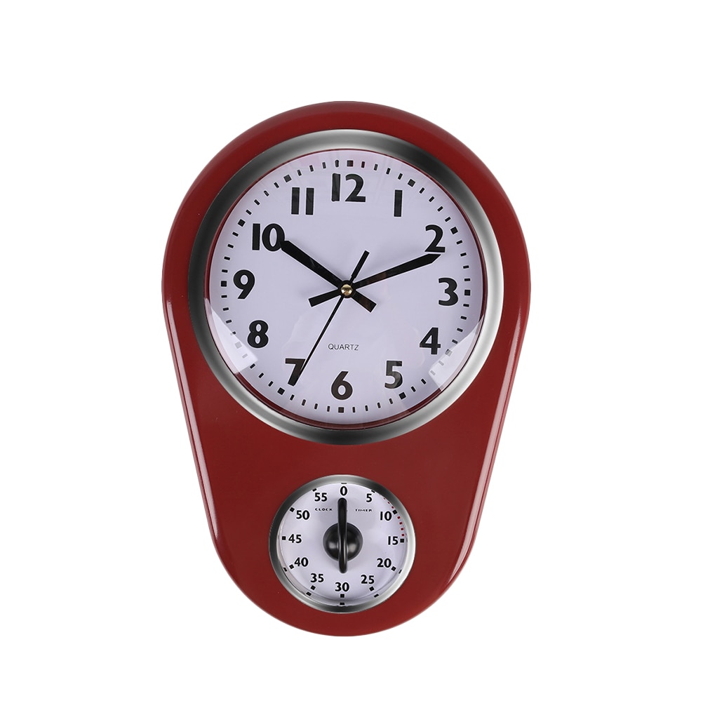 1pc Wall Clock Modern Reloj Pared Kitchen Timer Wall Clock Household Timer Modern Style Without Battery For Home (Red): Red