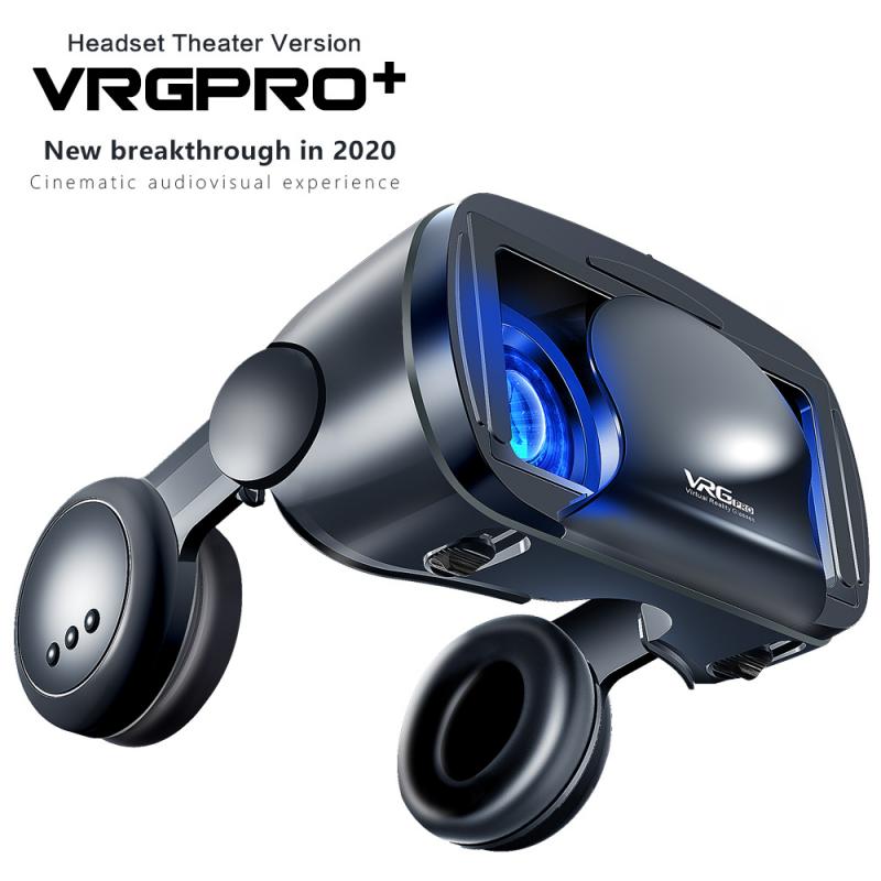 VRG Pro-Gafas de realidad Virtual 3D, lentes gran angular con Blu-ray y auriculares para juegos de películas y teléfonos móviles de 5 a 7 pulgadas