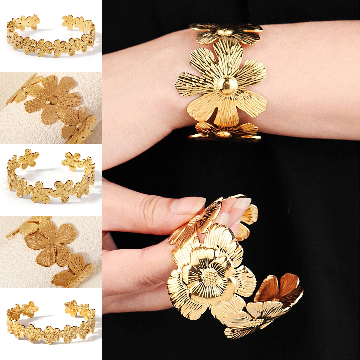 Gold Titan Offene Armreif 18K Edelstahl Party Hochzeit Armreifen Für Frauen Hand Schmuck Elegantes
