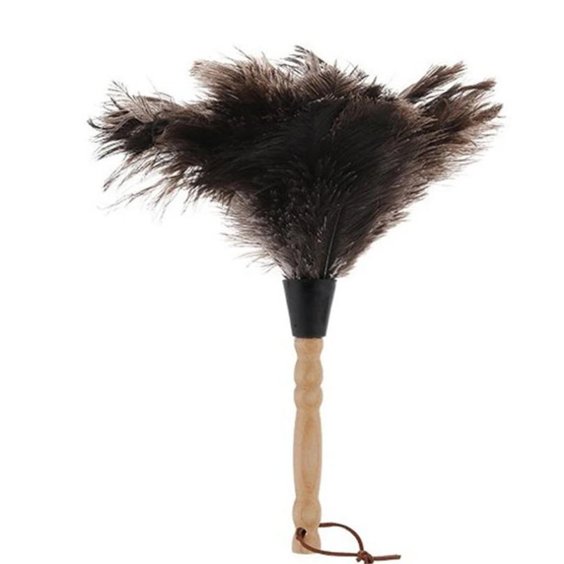Natuurlijke struisvogelverenstofdoek met houten handvat Milieuvriendelijke stofborstel Handstofdoek Reinigingsbenodigdheden