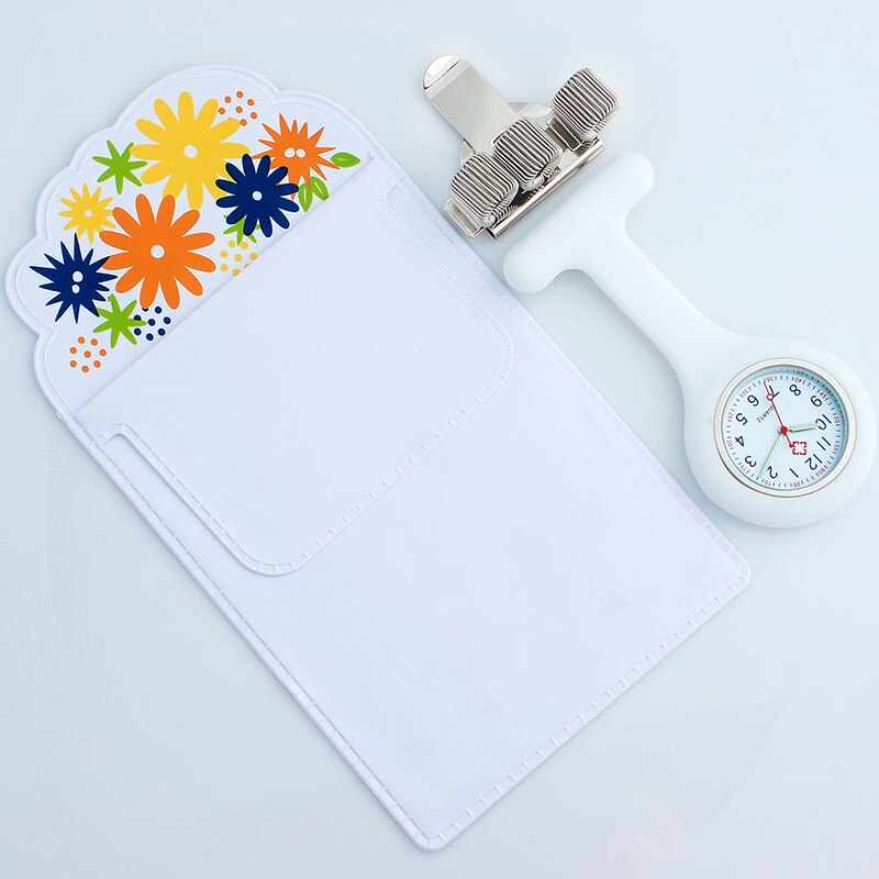 Orologio in Silicone infermiera Fob orologio regalo per allattamento clip per penna al quarzo 4 colori portapenne medici infermiere borsa per penna dedicata pratico Unisex: White
