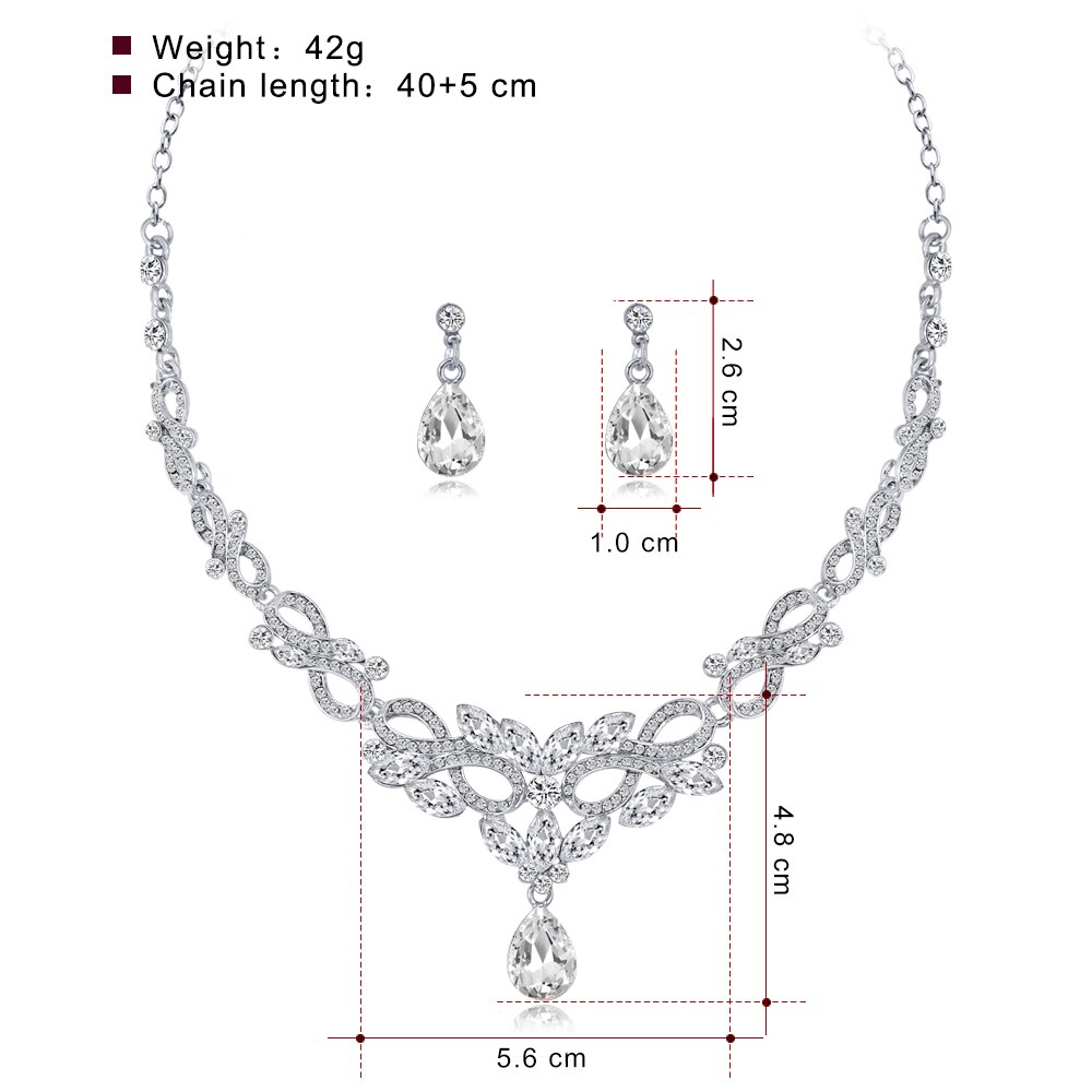 FARLENA posrebrzane kropla wody naszyjnik kolczyki dla kobiet akcesorium ślubne moda jasny kryształ biżuteria dla nowożeńców zestawy