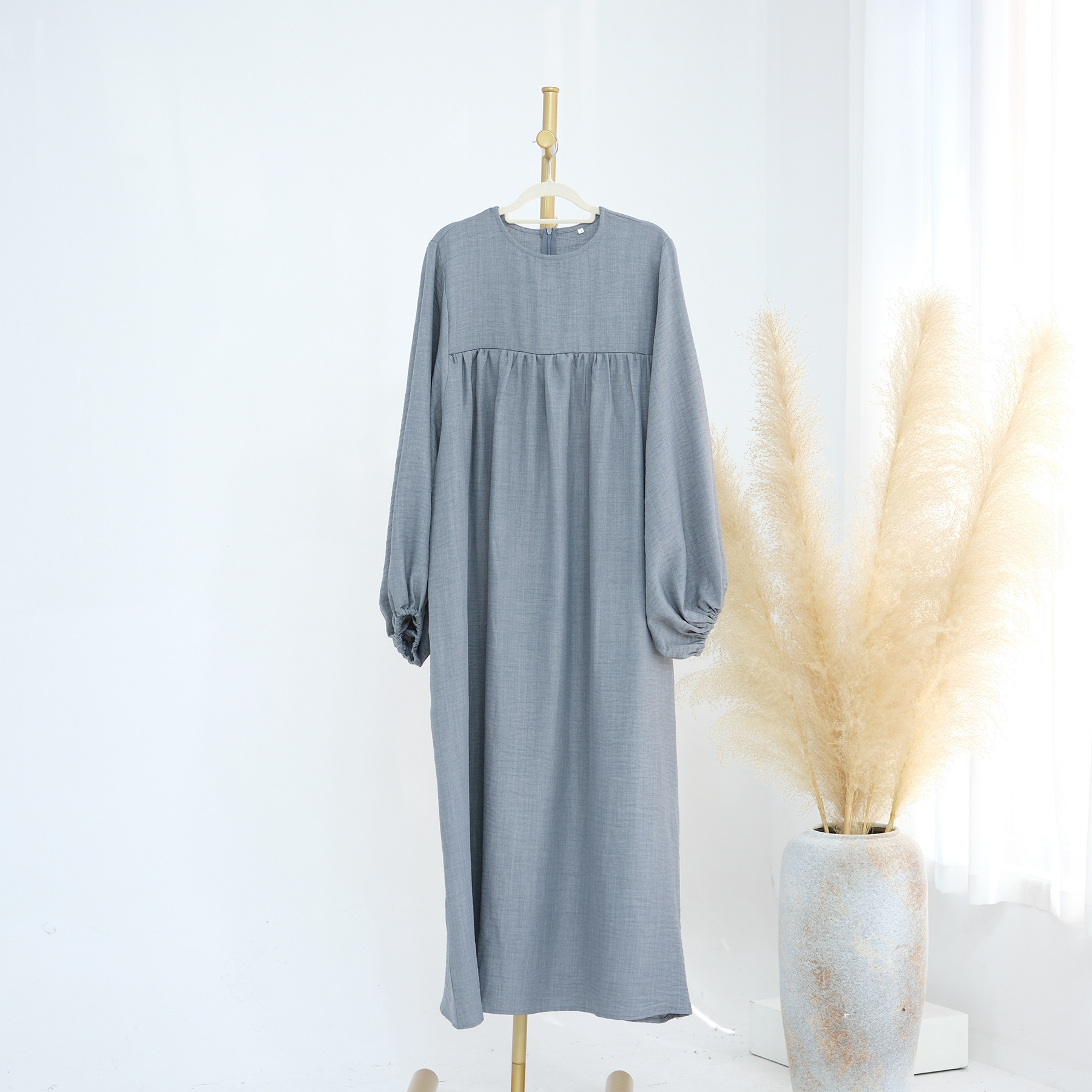 Abaya-Robe de luxe pour femmes musulmanes, vêtements d'allaitement, Kebaya, Kaftan, Maroc, Turquie, Dubaï, Eid Ramadan: M / GRIS