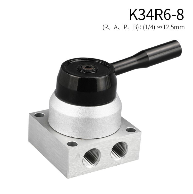 Pneumatic cylinder hand rotary valve Hand valve HV-02/03/04 K34R6-8/8D/8L Pneumatic three-position four-way hand-turn valve: K34R6-8