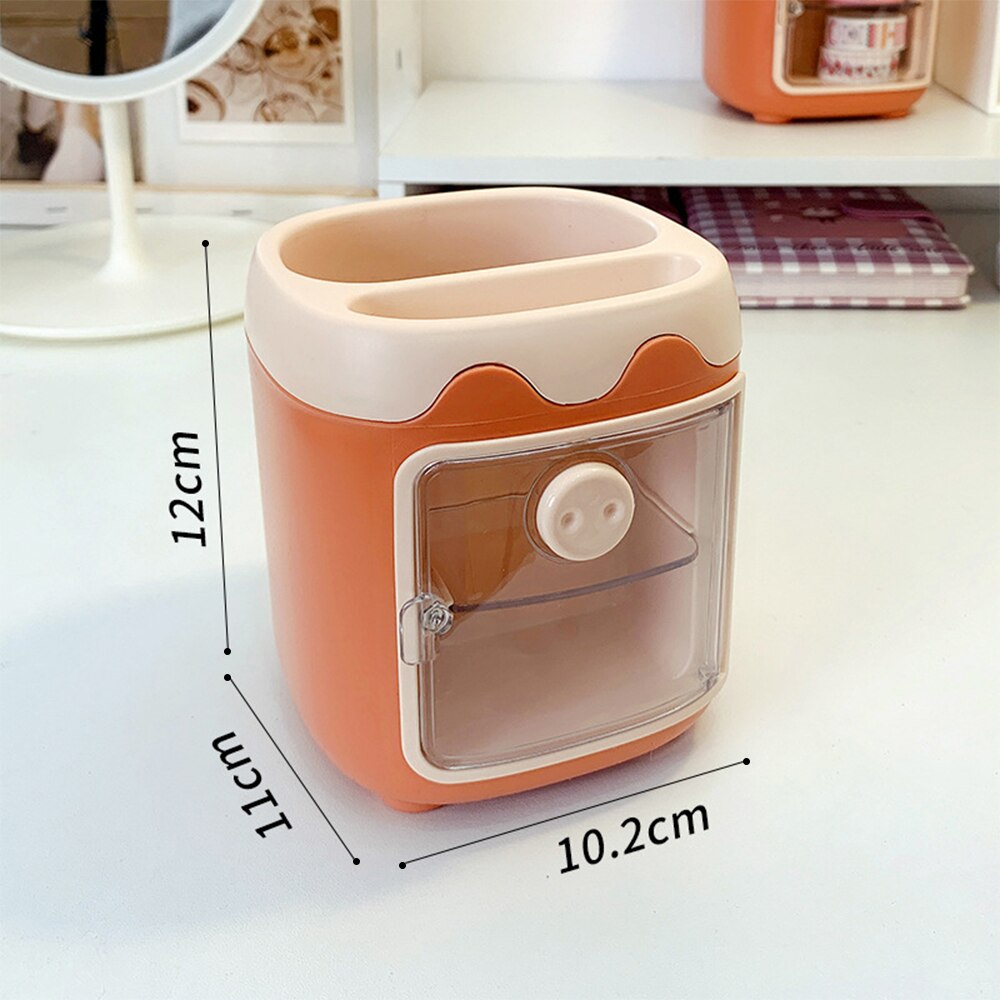 Multifunctional Pen Holder Cup with Removable Partition Make-up Tools Organizer Desktop Storage Magnetic Window EIG88
