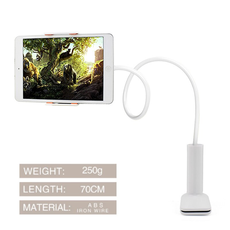 Soporte Flexible para Tablet, Soporte para IPad Mini Air/mobile phone de 3,5 a 10,5 pulgadas, Soporte para cama perezosa, Soporte para tableta, Soporte Flexible: Thin white