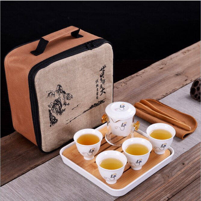 Il impostato da tè includere 1 tazza da 4 tazze, elegante gaiwan di alta qualità, bollitore e tazza da tè per teiera belli e facili, bollitore da viaggio, spedizione gratuita: Di Colore Giallo chiaro