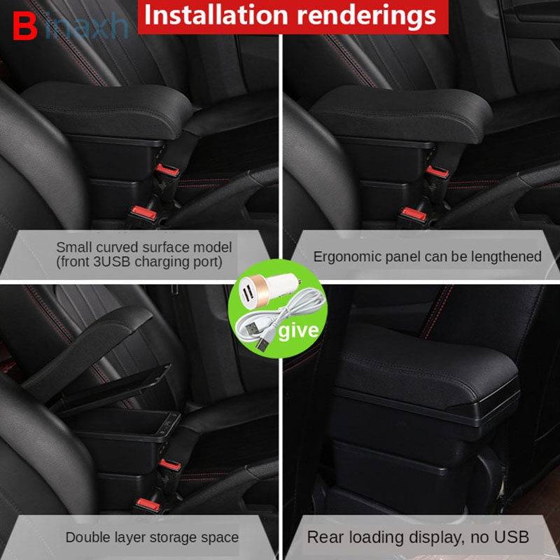 Voor Peugeot Armsteun Voor Peugeot Auto Armsteun Box Retrofit Onderdelen Interieur Opbergdoos Accessoires Usb led