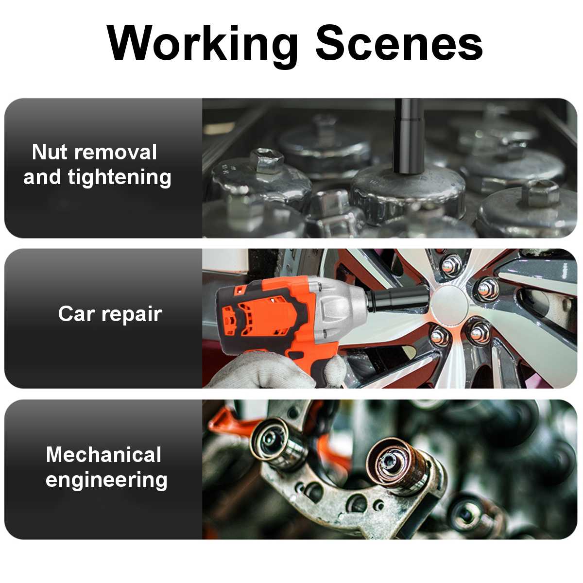 18V 520N.m. Li-Ion Cordless Impact Brushless Wrench Driver 1/2Inch Electric Wrench 1/4 Screwdriver for Makita Battery