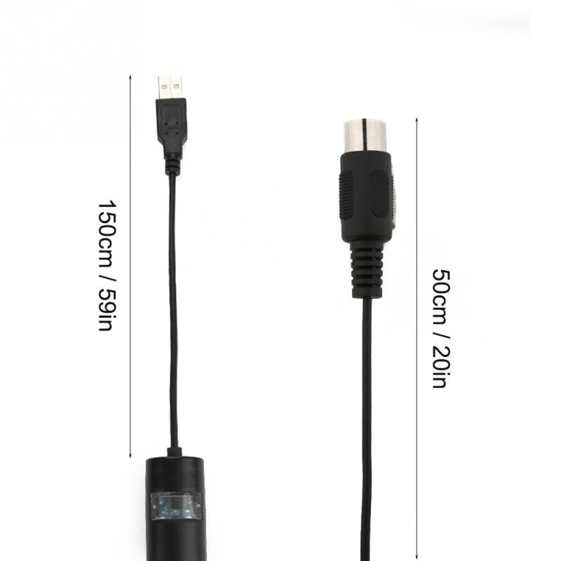 USB Musical Instrument Universal MIDI Cable Converter PC to Music Keyboard Adapter Cord IN-OUT Interface Adapter Cable