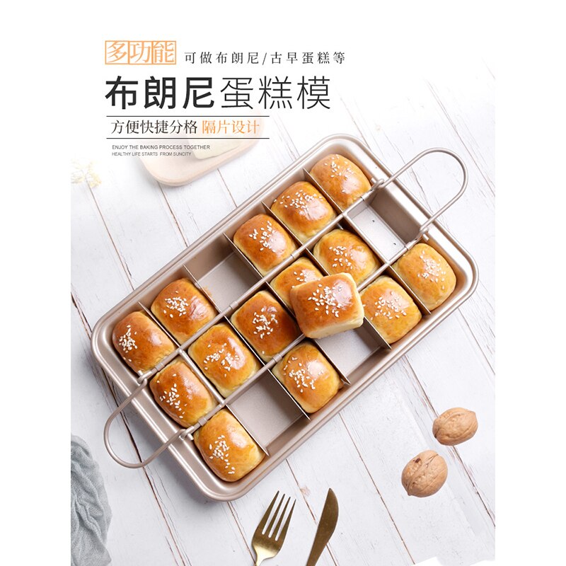 3Pcs/Set 18 Grids Brownie Baking Pan Removable Bottom Brownie Cake Pan Carbon Steel Baking Tray Kitchen Bakeware Tools